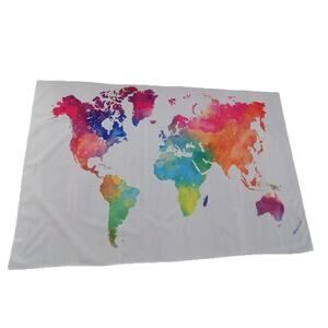 World Map Tapestry Watercolor Tapestry Map Wall Hanging NEW